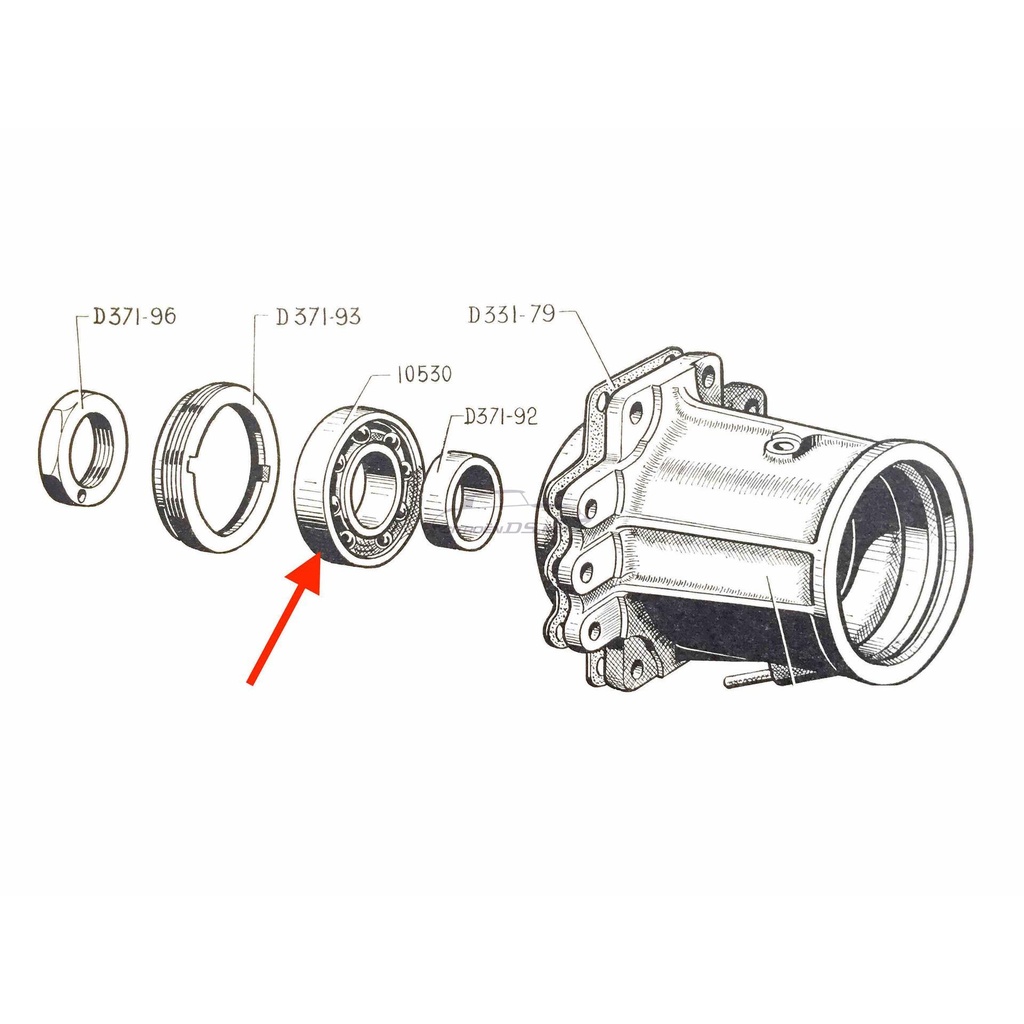 Differential output shaft bearing, 1955-1965