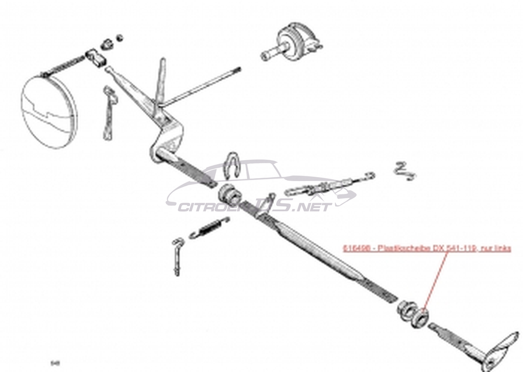 Plastic bush,  left, axial adjustment rod, self levelling headlights mech.