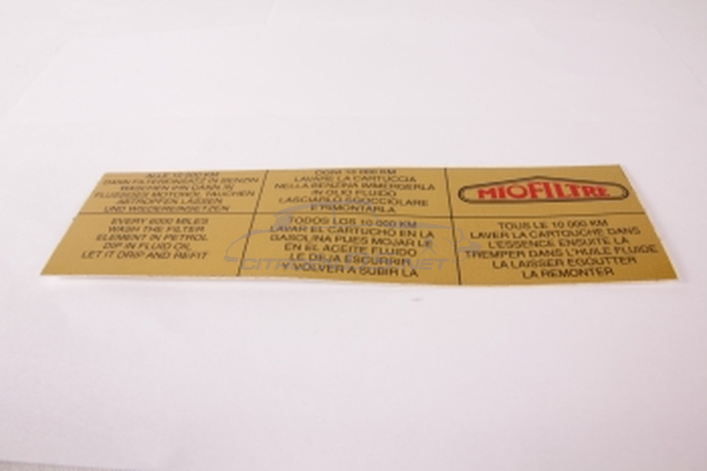 Rectangular air filter maintenance sticker