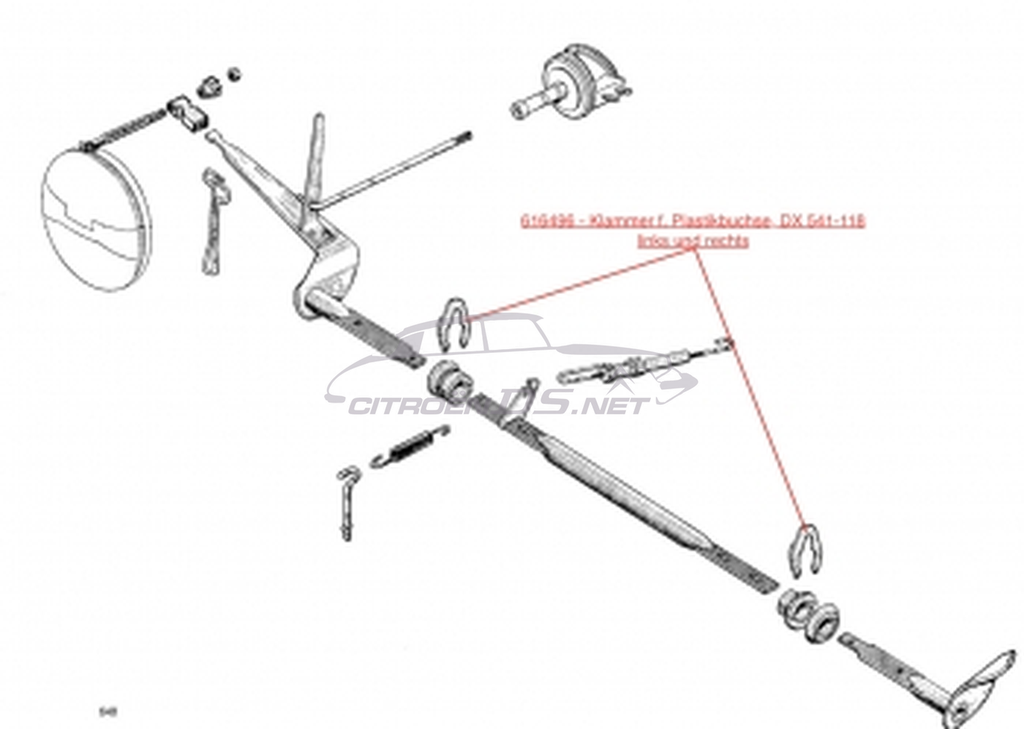 U' clip for axial adjustment rod, self levelling headlights mech.