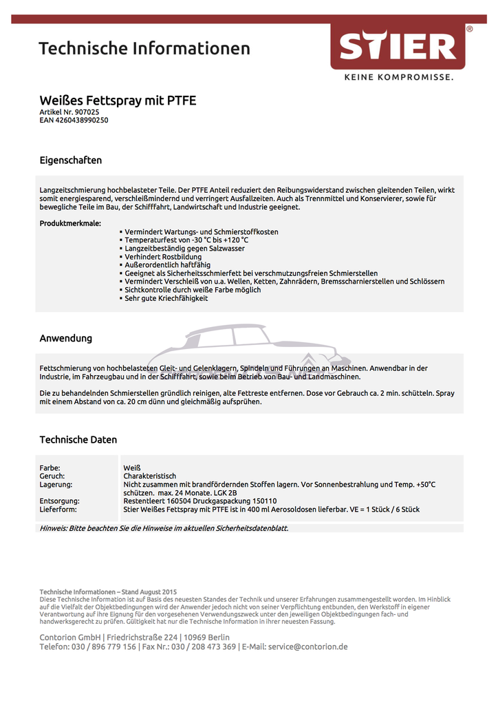 White grease spray with PTFE , 400 ml