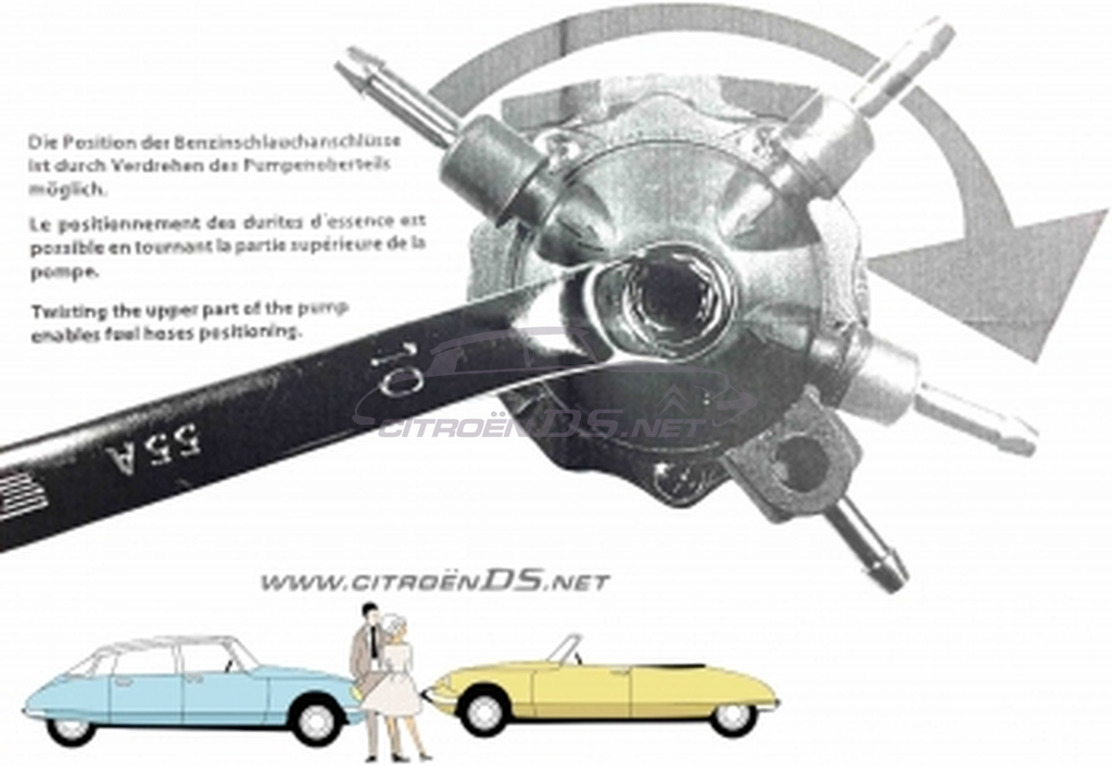 Fuel pump, carb. models, with gasket, 1955-09/1965, ID/DS/HY