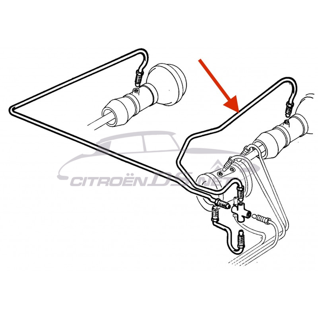 Hydraulic pipe to rear suspension cylinder left