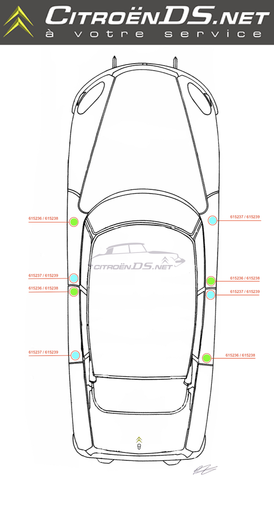 Plastic slider for front right/rear left side window glass, 4mm