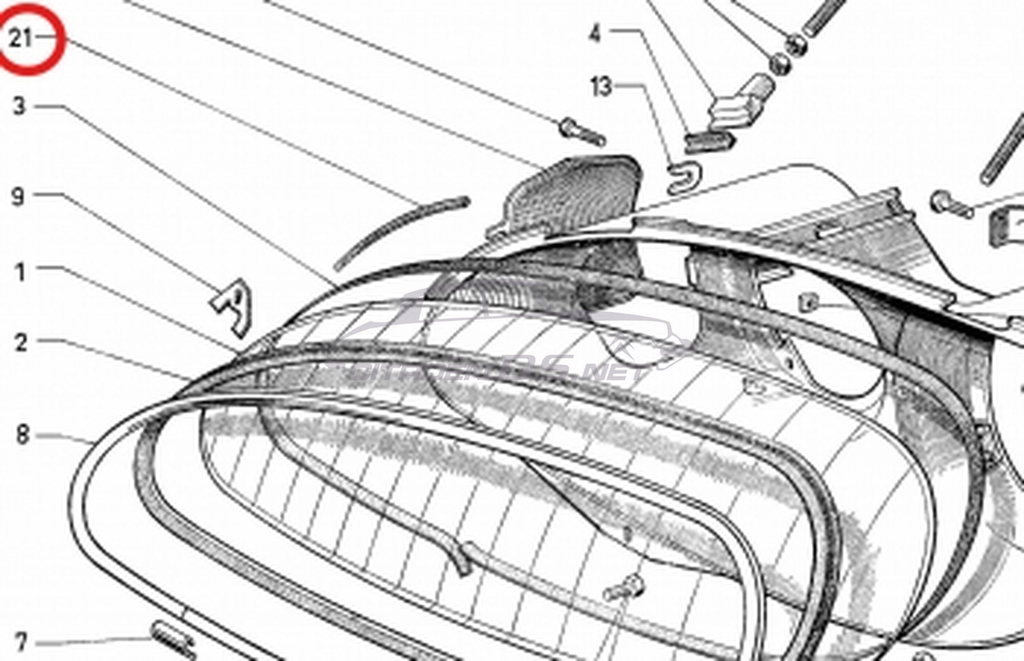 Rubber seal between headlight glass, and housing, pair