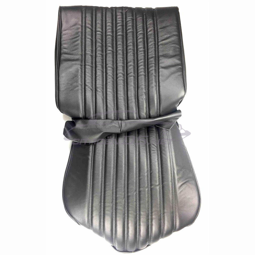 Fabric seat cover for frontseat, black leather.