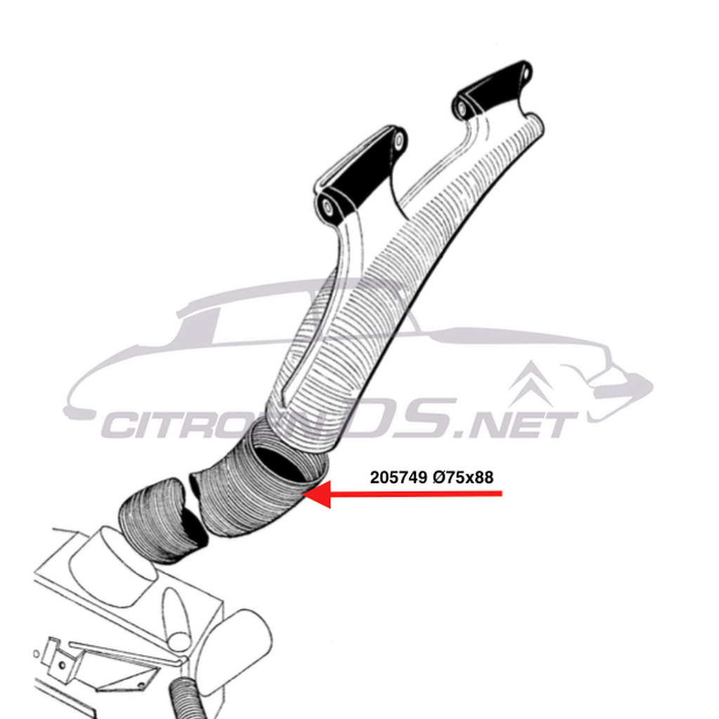 Heater hose to front windscreen ventilation duct, 1961-1969