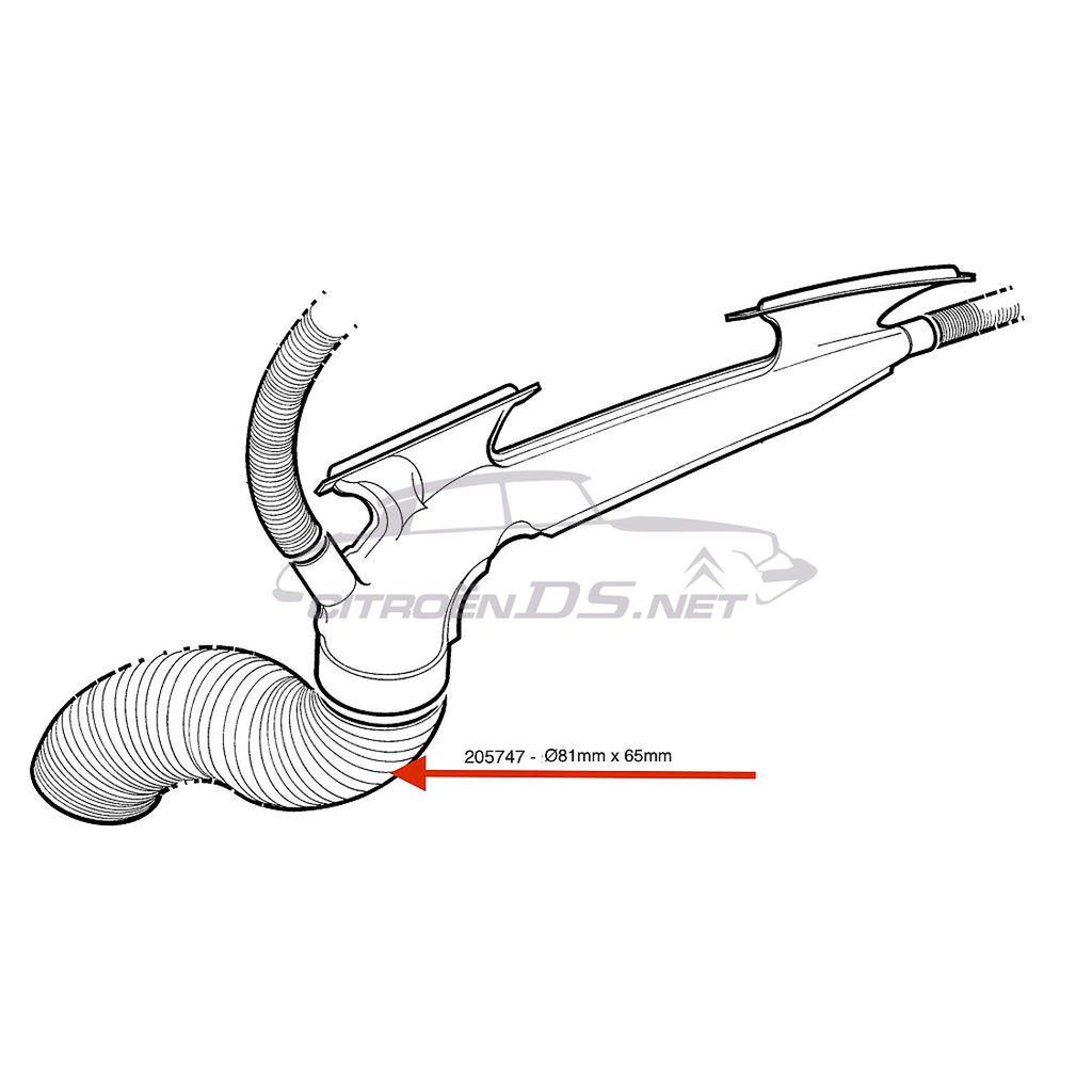 Heizungsschlauch zu Frontscheibenbelüftungskanal, 1969-1975