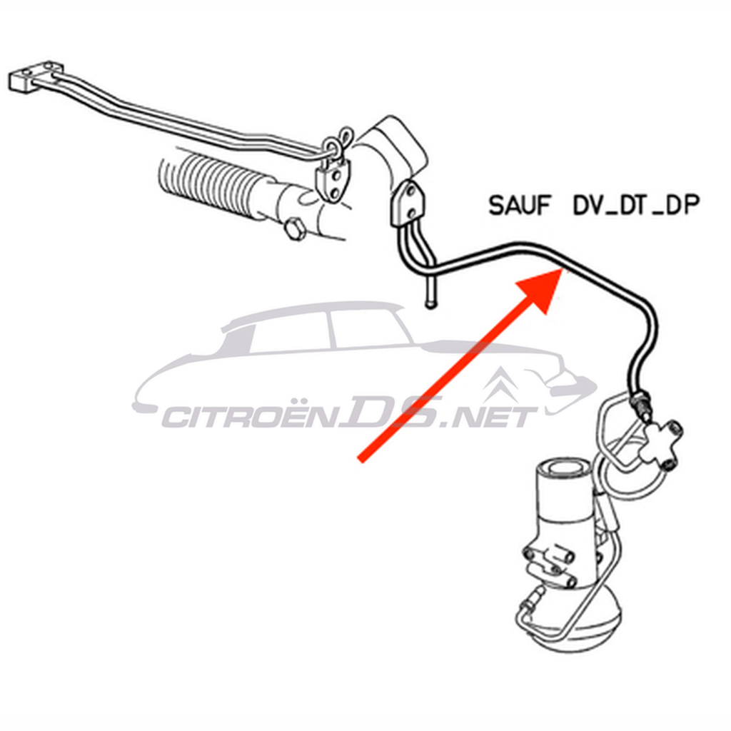 Hydraulic pipe from steering to pressure regulator DS/Safari, 1966-1975