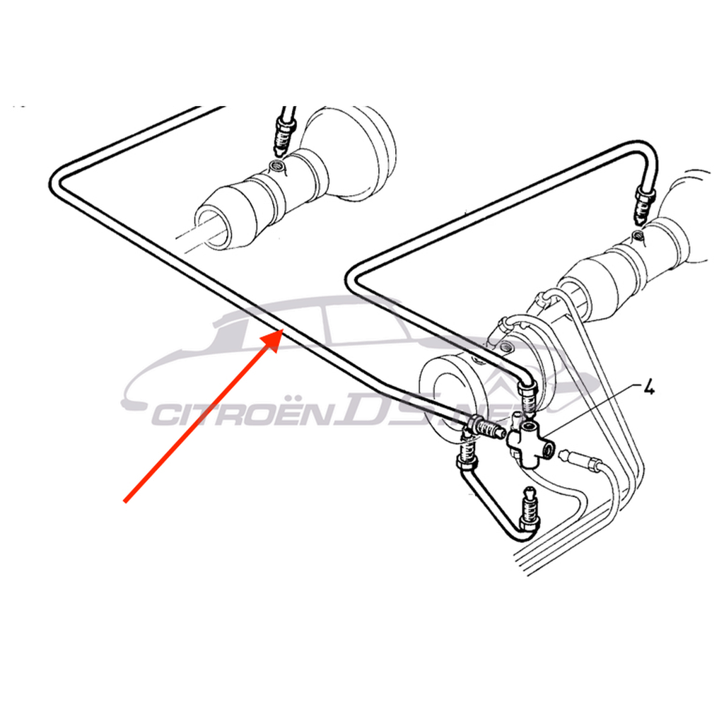 Hydraulic pipe to right rear suspension cylinder