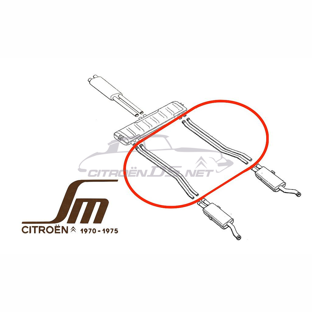 Intermediate pipes for Citroën SM, set of 4.