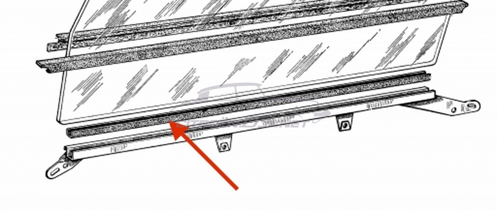 Rubber holding side window in bottom rail