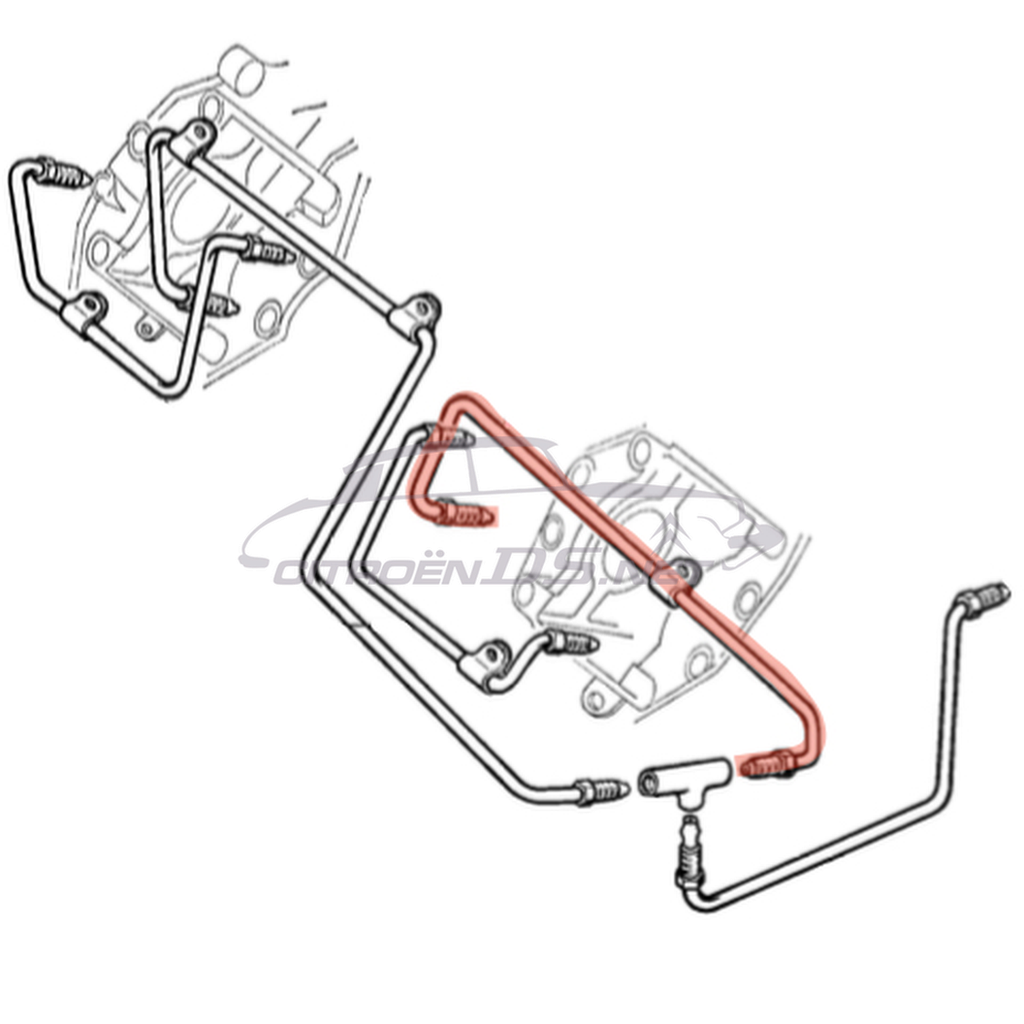 Brake pipe from 3-way-connector to left brake caliper