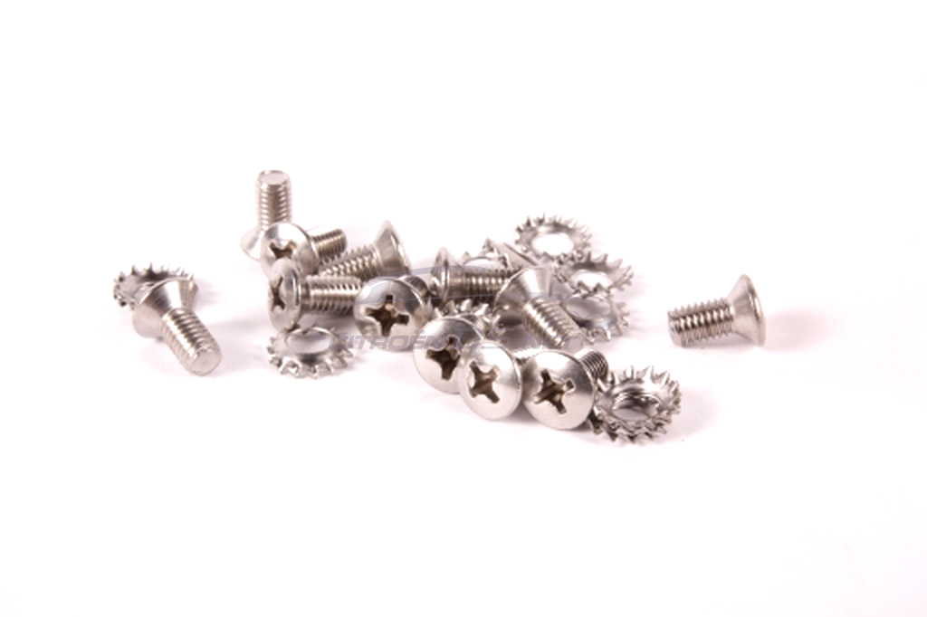 Stainless screws and conical toothed washers for lock mechanism, 1955-9/'71, set 24 pieces
