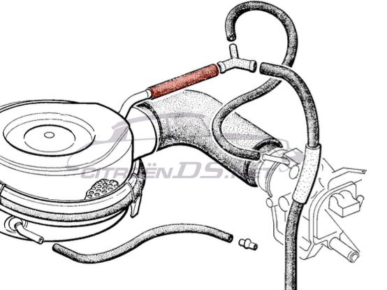 Tuyau dépression d’air du filtre - raccord 3 voies  1969- 7/'72 185mm