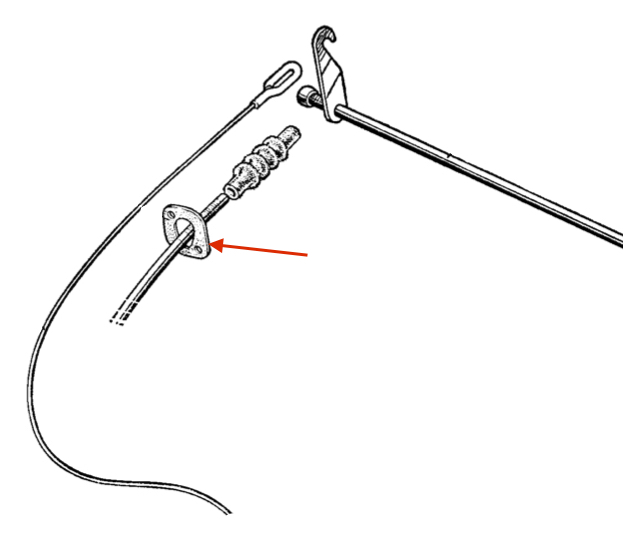 Rubber joint under feed-through sheet for headlight height adjustment cable (rear)