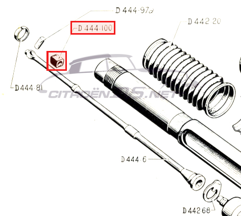 Antirattle-rubber for steering rack, LHS