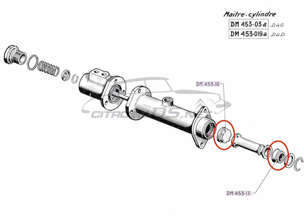 Sealing kit for main brake cylinder, ID 1957-1960, LHM(!)