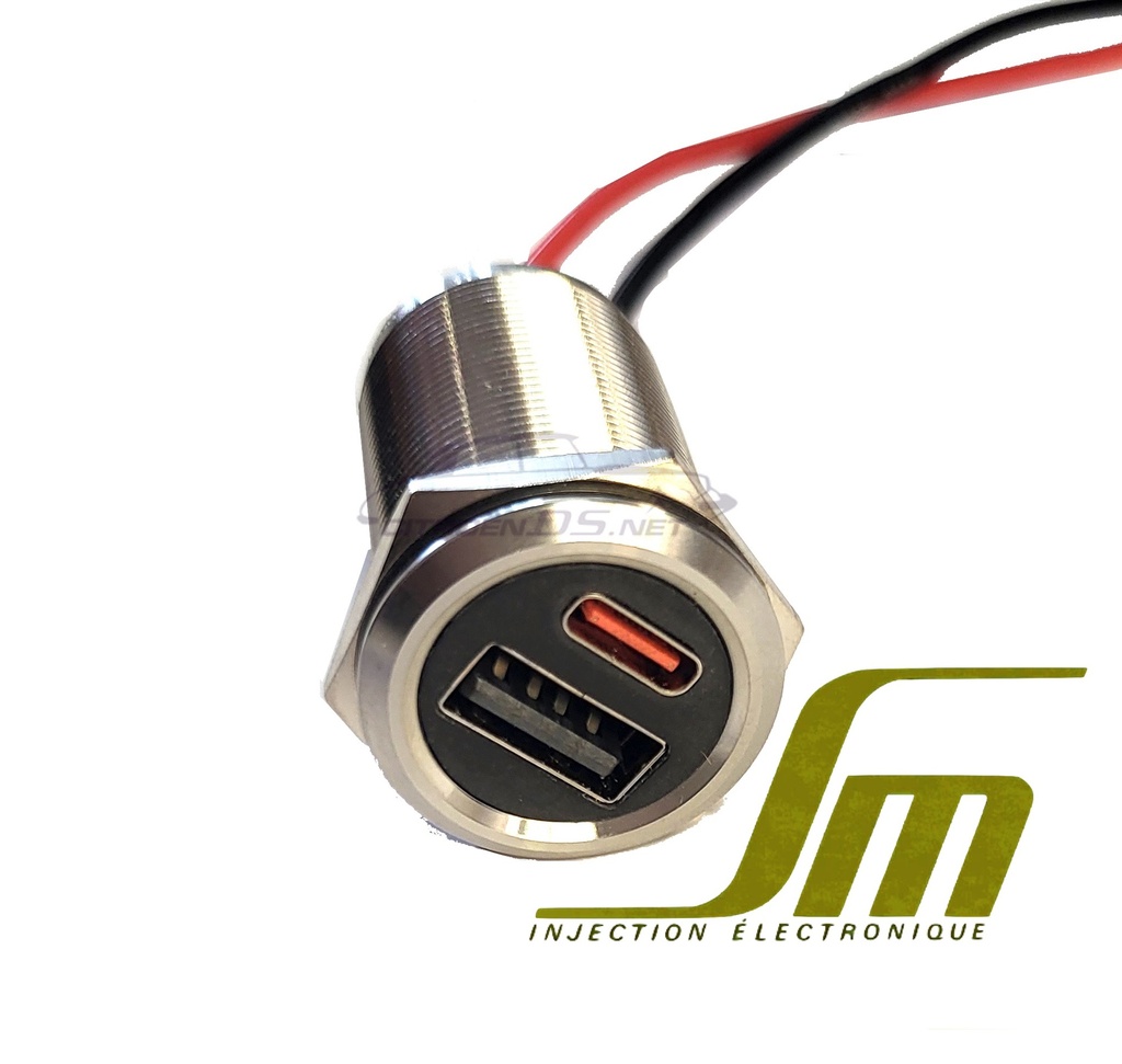 USB charging socket for dashboard, for SM models or ID/DS from 1969 to 1975, made of stainless steel