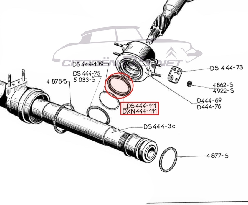 Rubber ring in steering rack / pinion, LHS, 07/1966-09/1967