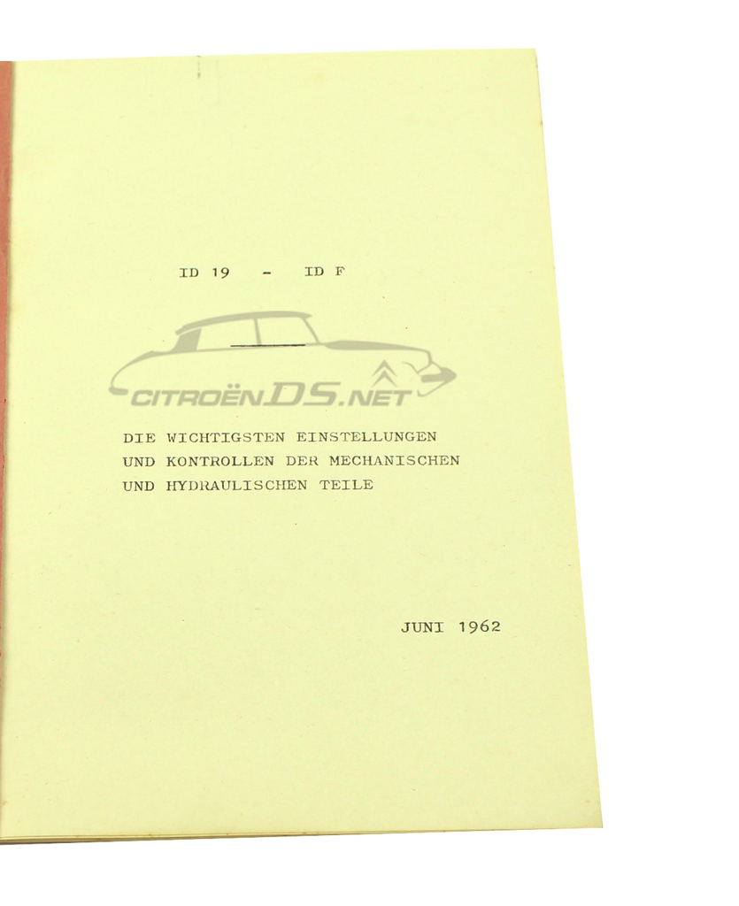 Manuel d'utilisation ID19-ID F, 06/1962, ORIGINAL, l'édition allemande