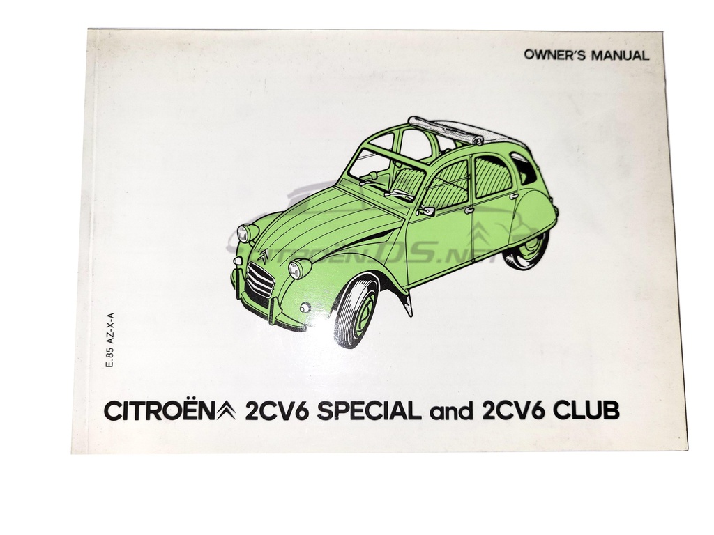 Betriebsanleitung Citroen 2CV6 Special und 2CV6 Club, ORIGINAL und NEU, die englische Ausgabe