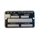 Plaquette châssis S.A.A. Citroën