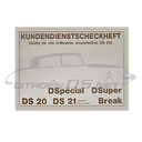 Carnet d´entretien ID/DS