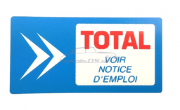 [815607] Aufkleber am Öleinfüllstutzen blau 'TOTAL voir notice d'emploi'