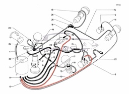 [308623] Rücklaufleitung Rilsan 2x4 mm v. Höhenkorrektor vorne / Bremsventil, N.O.S.